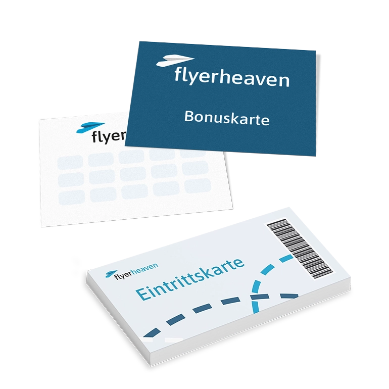 Bedruckte Bonuskarten und Eintrittskarten